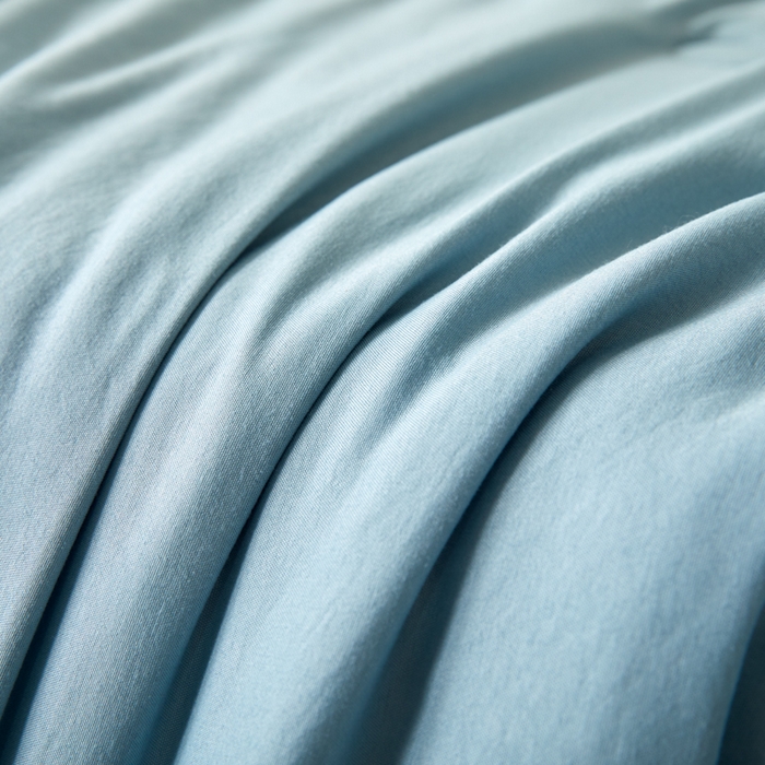 91家纺网 家纺一手货源 找家纺 瑞禾家纺 2026新款水洗棉棉花夏被四件套 雾蓝天蓝