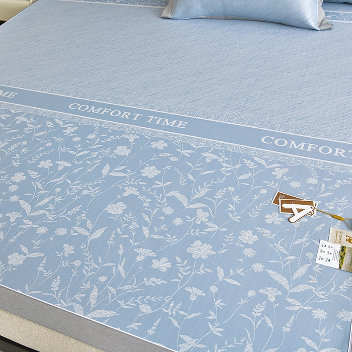 91家纺网 家纺一手货源 找家纺 （总）小牛席业 2026春夏新款PE琉璃叶语提花凉感冰丝席席子