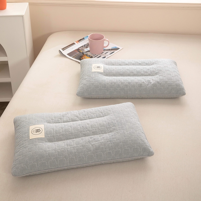 91家纺网 家纺一手货源 找家纺 梦莱家纺 2026新款水洗棉麻荞麦枕枕头枕芯-绣织 绣织-蓝灰