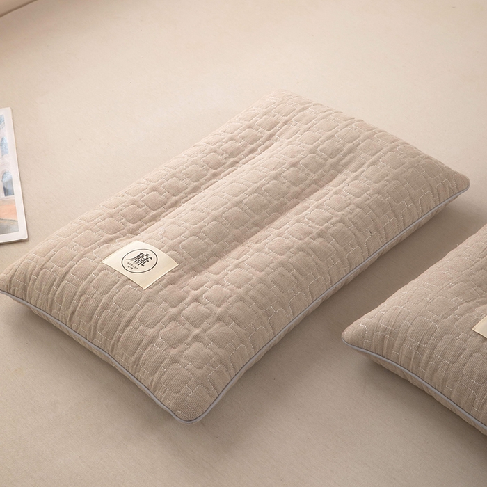 91家纺网 家纺一手货源 找家纺 梦莱家纺 2026新款水洗棉麻荞麦枕枕头枕芯-绣织 绣织-奶咖