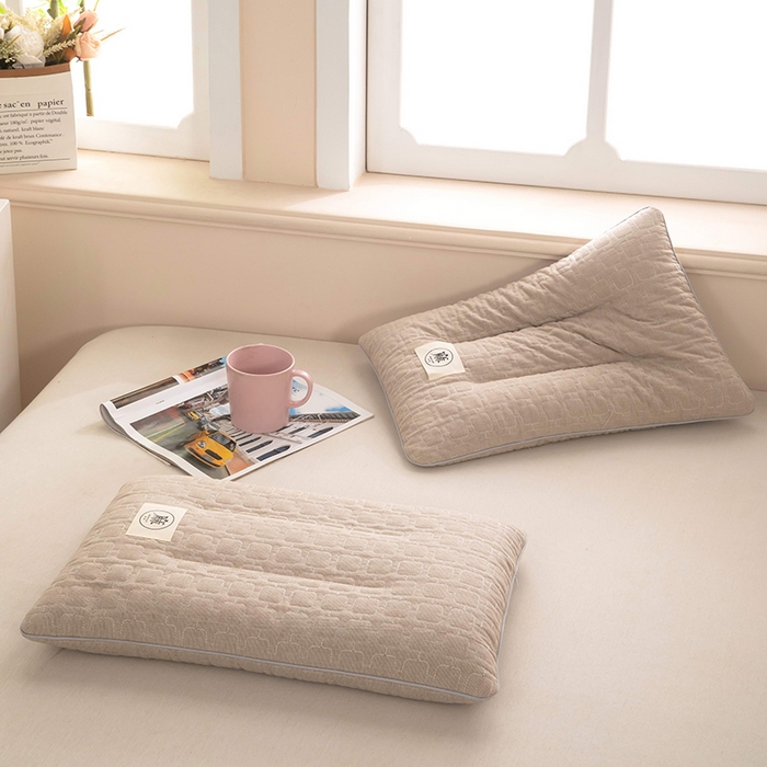 91家纺网 家纺一手货源 找家纺 梦莱家纺 2026新款水洗棉麻荞麦枕枕头枕芯-绣织 绣织-奶咖