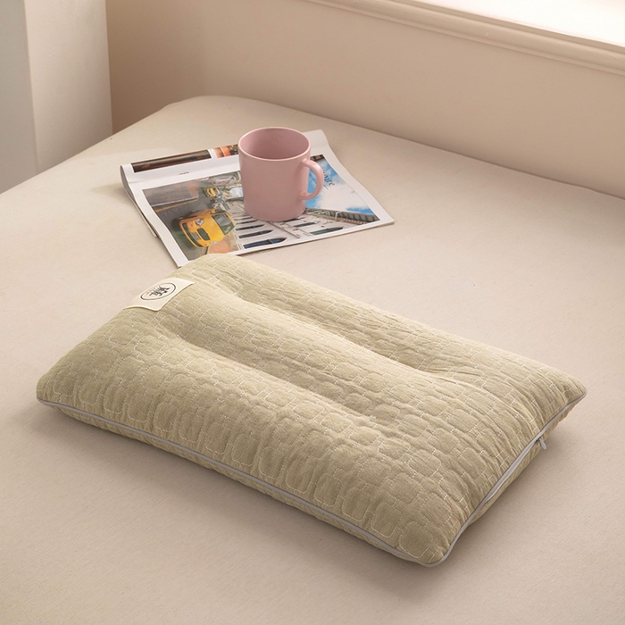 91家纺网 家纺一手货源 找家纺 梦莱家纺 2026新款水洗棉麻荞麦枕枕头枕芯-绣织 绣织-绿色