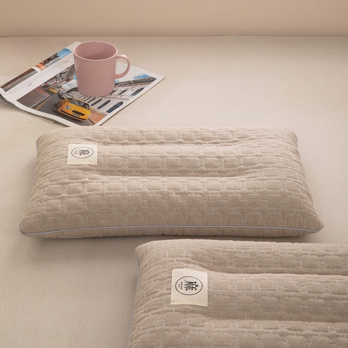 91家纺网 家纺一手货源 找家纺 梦莱家纺 2026新款水洗棉麻荞麦枕枕头枕芯-绣织 绣织-奶咖