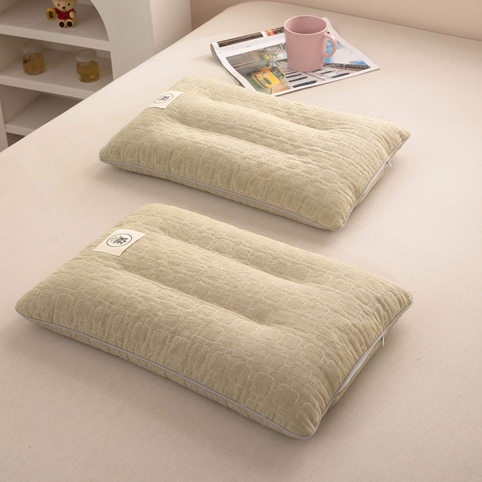 91家纺网 家纺一手货源 找家纺 梦莱家纺 2026新款水洗棉麻荞麦枕枕头枕芯-绣织 绣织-绿色