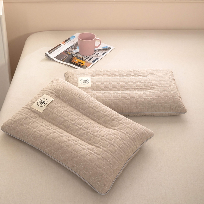 91家纺网 家纺一手货源 找家纺 梦莱家纺 2026新款水洗棉麻荞麦枕枕头枕芯-绣织 绣织-奶咖