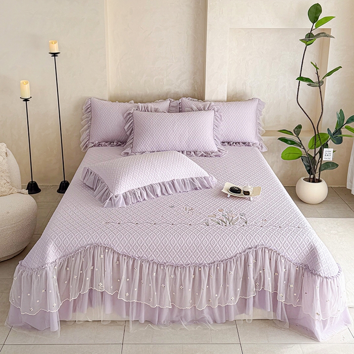 91家纺网 家纺一手货源 找家纺 （总）红夫人 2026春夏新款床盖款多功能夏被床盖天竹棉麻系列四件套-浅茉