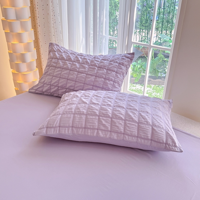 91家纺网 家纺一手货源 找家纺 瑞禾家纺 2026新款泡泡纱夏被空调被夏凉被四件套 风铃紫