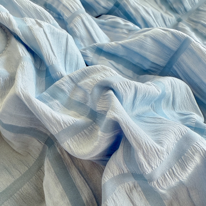 91家纺网 家纺一手货源 找家纺 瑞禾家纺 2026新款泡泡纱夏被空调被夏凉被四件套 梦幻蓝