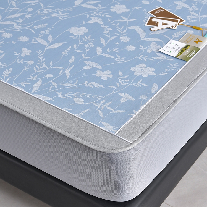 91家纺网 家纺一手货源 找家纺 （总）小牛席业 2026春夏新款PE琉璃叶语提花凉感冰丝席席子-床笠款