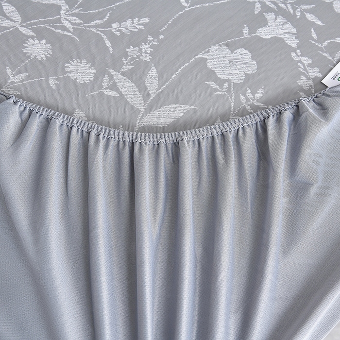 91家纺网 家纺一手货源 找家纺 小牛席业 2026春夏新款PE琉璃叶语提花凉感冰丝席席子-床笠款 灰色