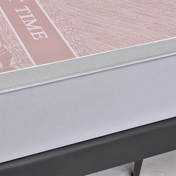 91家纺网 家纺一手货源 找家纺 小牛席业 2026春夏新款PE琉璃叶语提花凉感冰丝席席子-床笠款 粉色