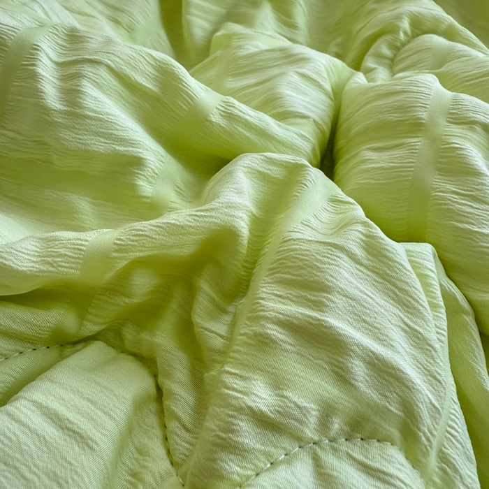 91家纺网 家纺一手货源 找家纺 瑞禾家纺 2026新款泡泡纱夏被空调被夏凉被四件套 苹果绿