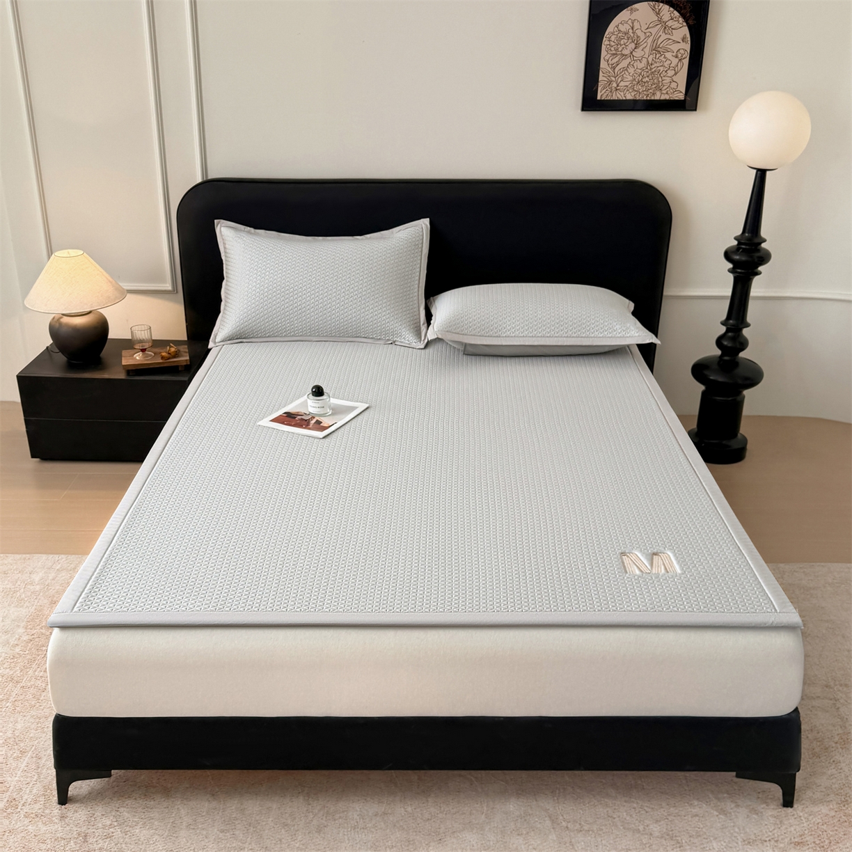 91家纺网 家纺一手货源 找家纺 叠派家纺 2026新款夏季高端竹席pe藤席空调软席可水洗席子凉席-慕尚M纹 床席款-慕尚M纹-灰