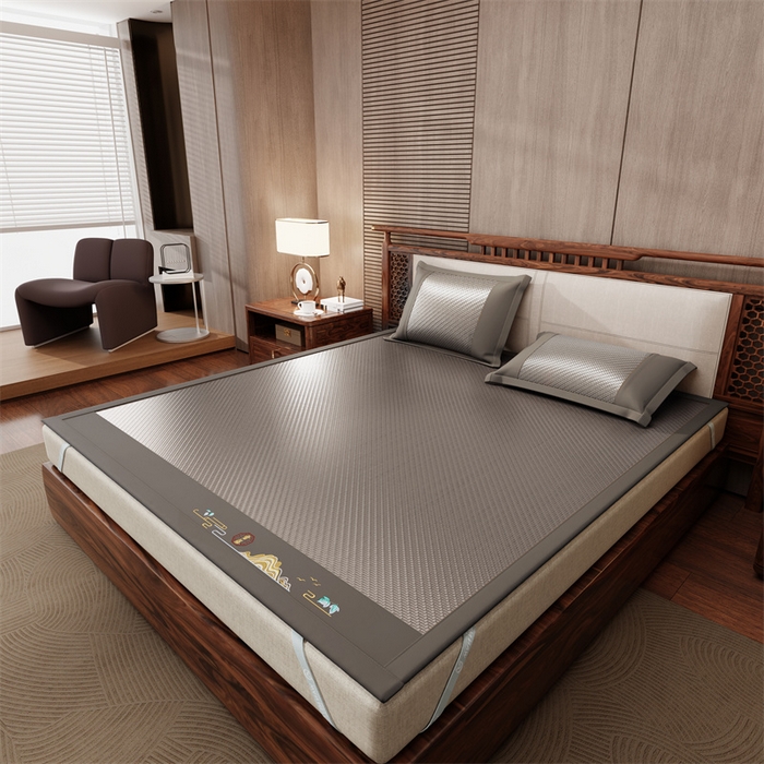 91家纺网 家纺一手货源 找家纺 缦吉 2026新款夏季高端高分子PE雪山藤席凉席款 灰色