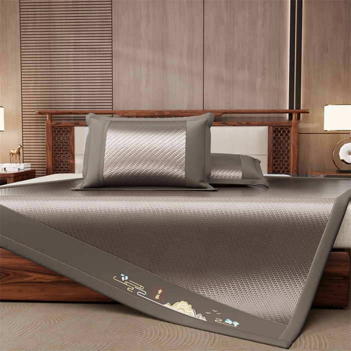 91家纺网 家纺一手货源 找家纺 缦吉 2026新款夏季高端高分子PE雪山藤席凉席款 灰色