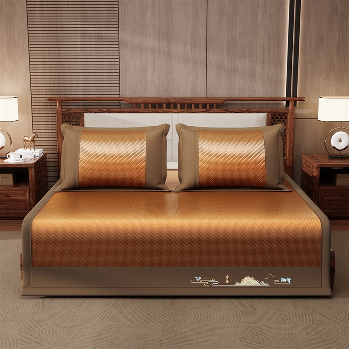 91家纺网 家纺一手货源 找家纺 缦吉 2026新款夏季高端高分子PE雪山藤席凉席款 棕色