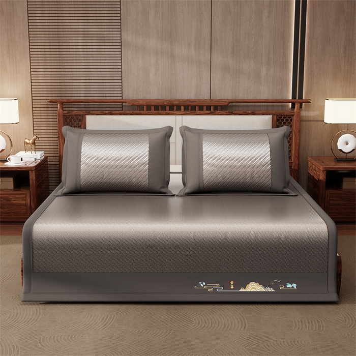 91家纺网 家纺一手货源 找家纺 缦吉 2026新款夏季高端高分子PE雪山藤席凉席款 灰色