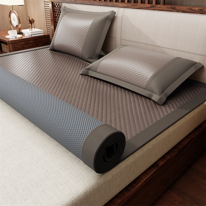 91家纺网 家纺一手货源 找家纺 缦吉 2026新款夏季高端高分子PE雪山藤席凉席款 灰色