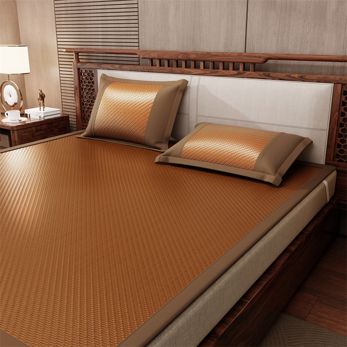 91家纺网 家纺一手货源 找家纺 缦吉 2026新款夏季高端高分子PE雪山藤席凉席款 棕色