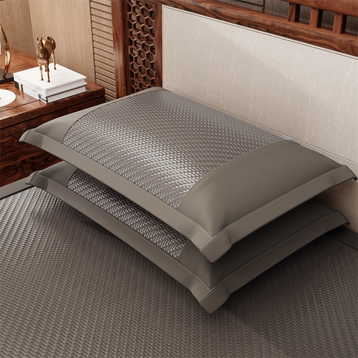 91家纺网 家纺一手货源 找家纺 缦吉 2026新款夏季高端高分子PE雪山藤席凉席款 灰色