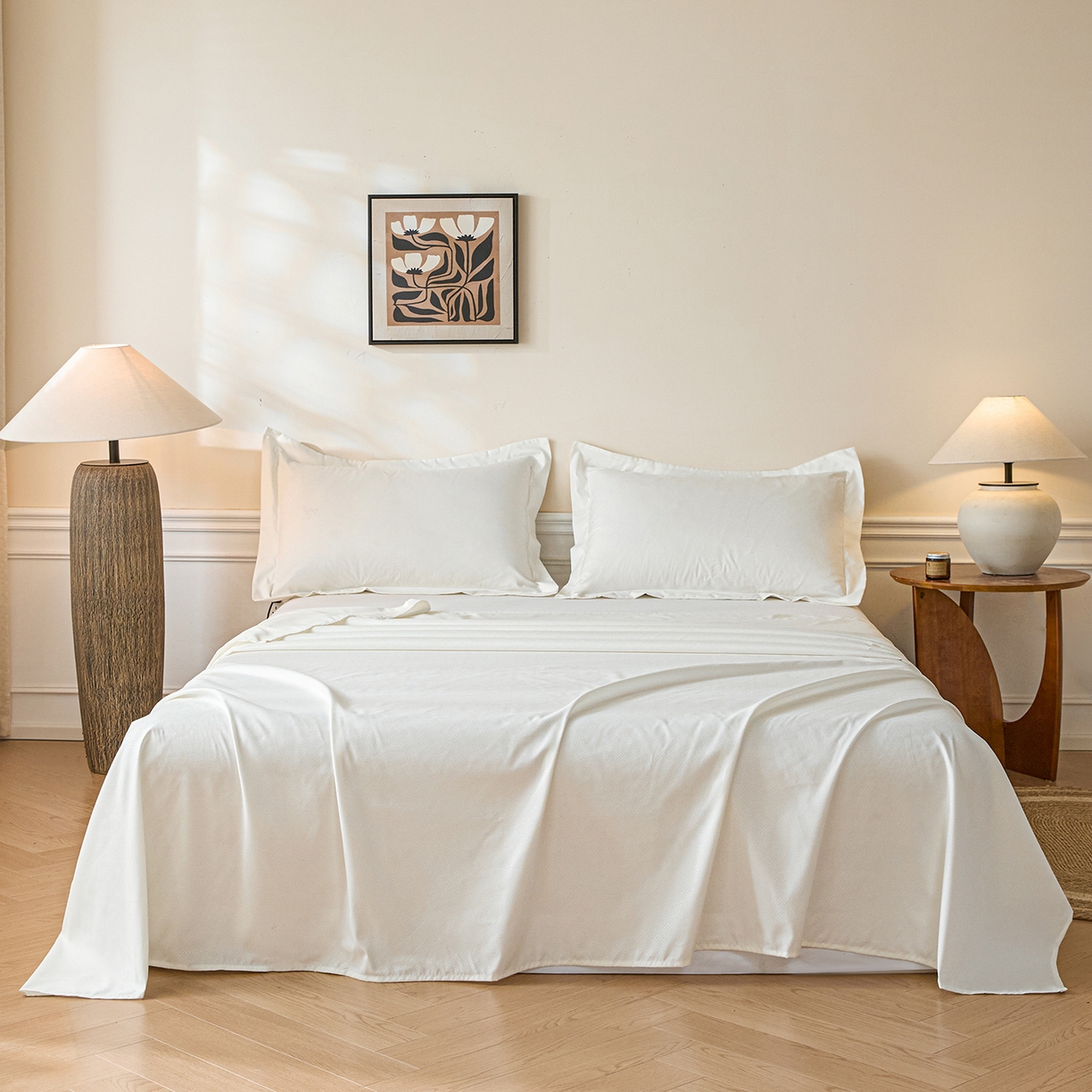 91家纺网 家纺一手货源 找家纺 露梦家纺 2026外贸内销跨境电商亚马逊速卖通磨毛单床单三件套欧美尺寸多多跨境平台TEMU 方格-白色