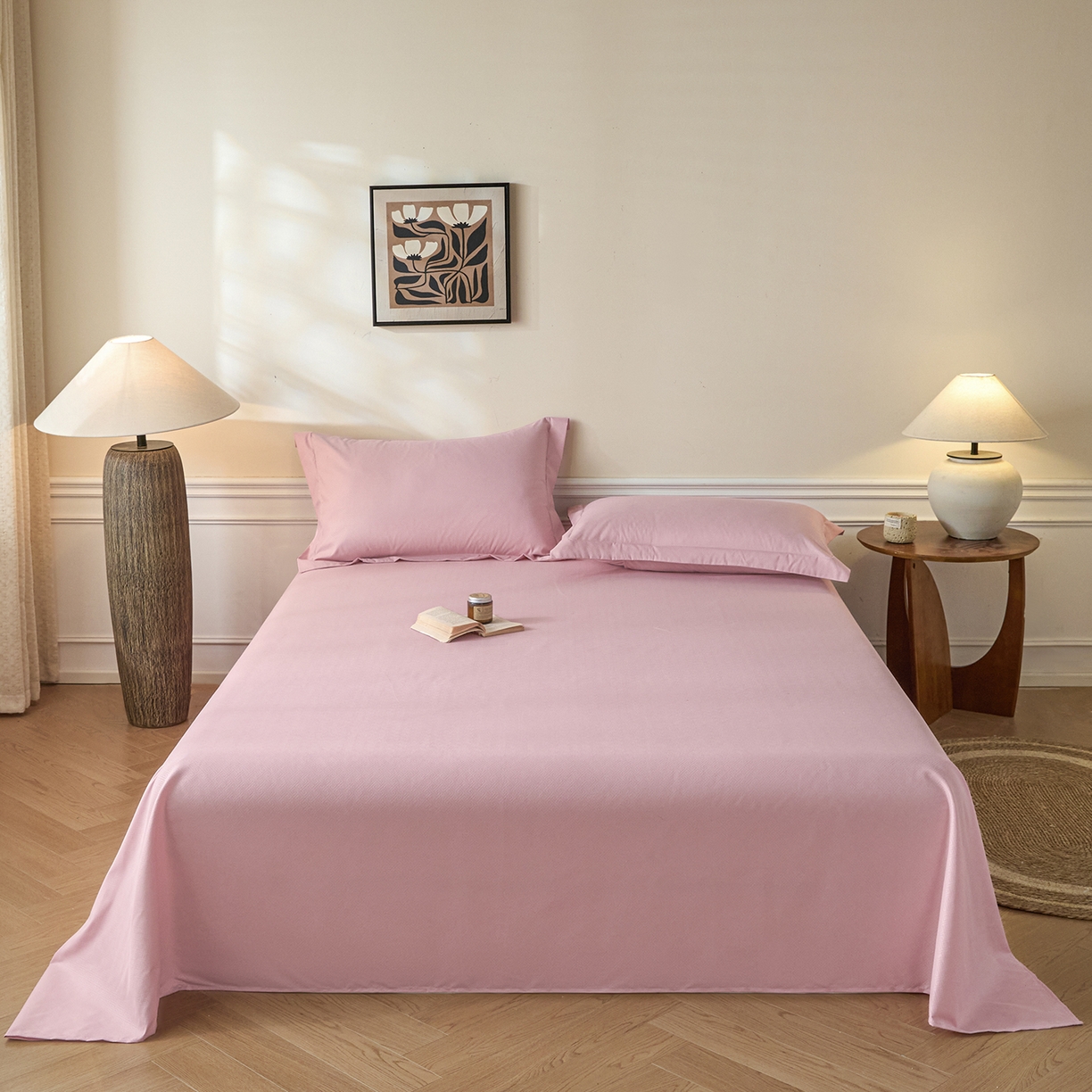 91家纺网 家纺一手货源 找家纺 露梦家纺 2026外贸内销跨境电商亚马逊速卖通磨毛单床单三件套欧美尺寸多多跨境平台TEMU 方格-粉色