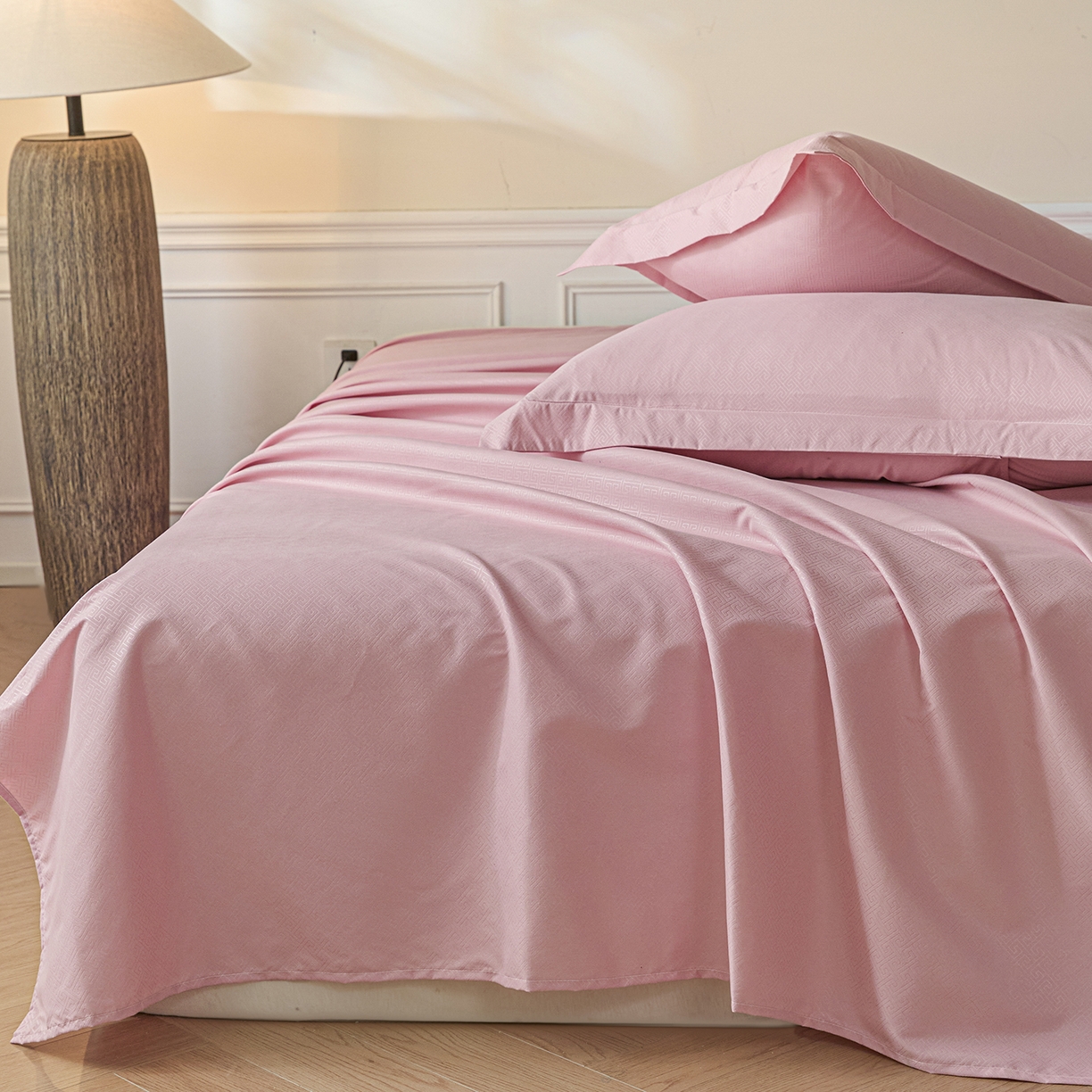 91家纺网 家纺一手货源 找家纺 露梦家纺 2026外贸内销跨境电商亚马逊速卖通磨毛单床单三件套欧美尺寸多多跨境平台TEMU 方格-粉色