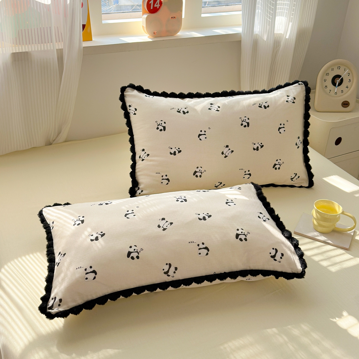 91家纺网 家纺一手货源 找家纺 （总）丽涵家纺 2026新款全棉纯棉双层纱毛球花边单品枕套枕套单件