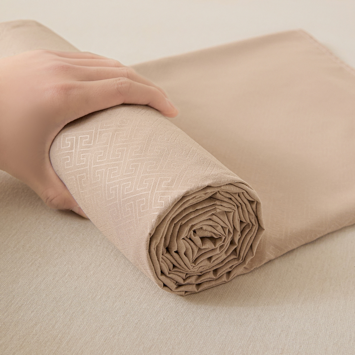 露梦家纺 2026外贸内销跨境电商亚马逊速卖通磨毛单床单三件套欧美尺寸多多跨境平台TEMU 方格-卡其