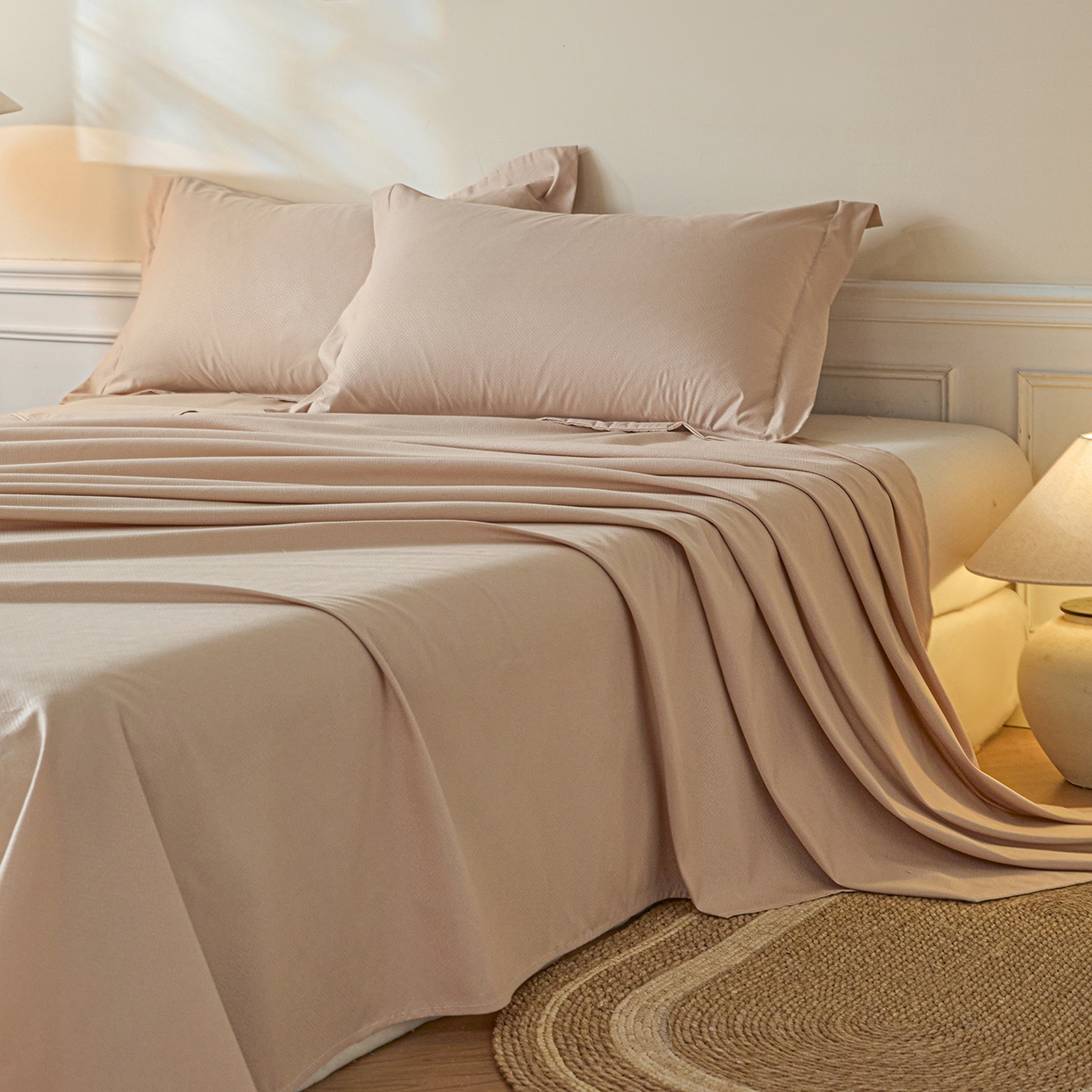 91家纺网 家纺一手货源 找家纺 露梦家纺 2026外贸内销跨境电商亚马逊速卖通磨毛单床单三件套欧美尺寸多多跨境平台TEMU 方格-卡其