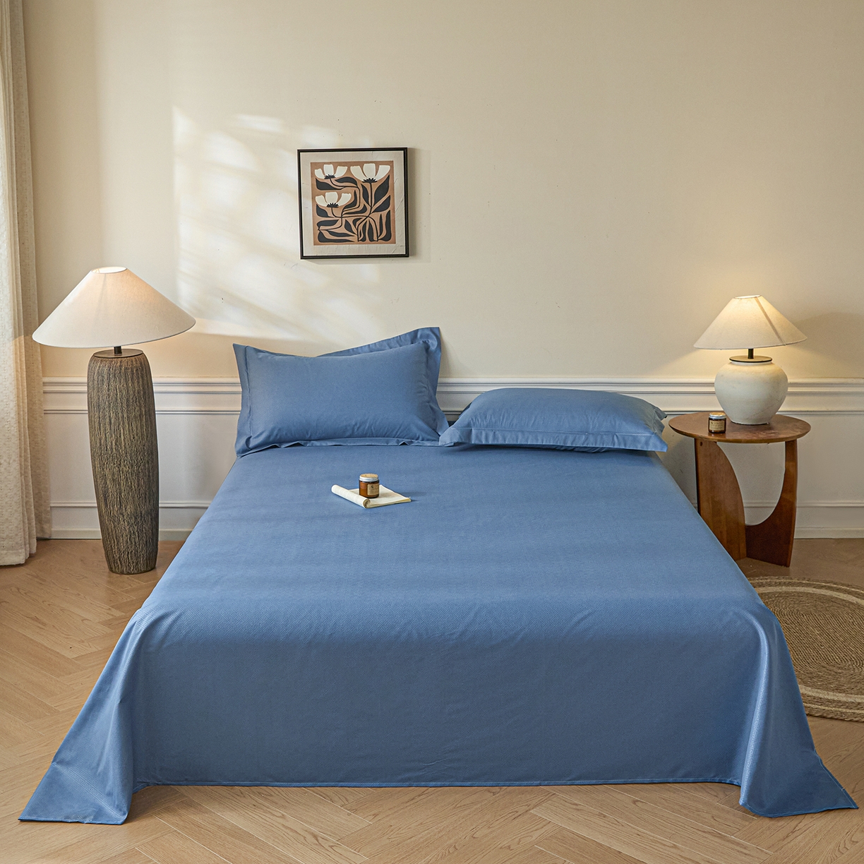 91家纺网 家纺一手货源 找家纺 露梦家纺 2026外贸内销跨境电商亚马逊速卖通磨毛单床单三件套欧美尺寸多多跨境平台TEMU 方格-蓝色