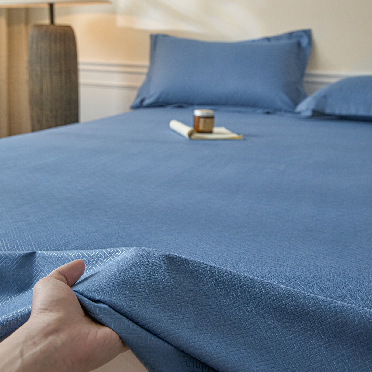 91家纺网 家纺一手货源 找家纺 露梦家纺 2026外贸内销跨境电商亚马逊速卖通磨毛单床单三件套欧美尺寸多多跨境平台TEMU 方格-蓝色