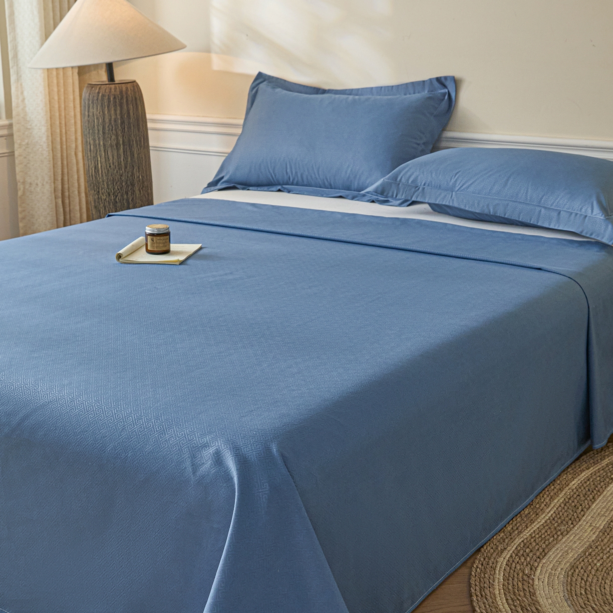 91家纺网 家纺一手货源 找家纺 露梦家纺 2026外贸内销跨境电商亚马逊速卖通磨毛单床单三件套欧美尺寸多多跨境平台TEMU 方格-蓝色