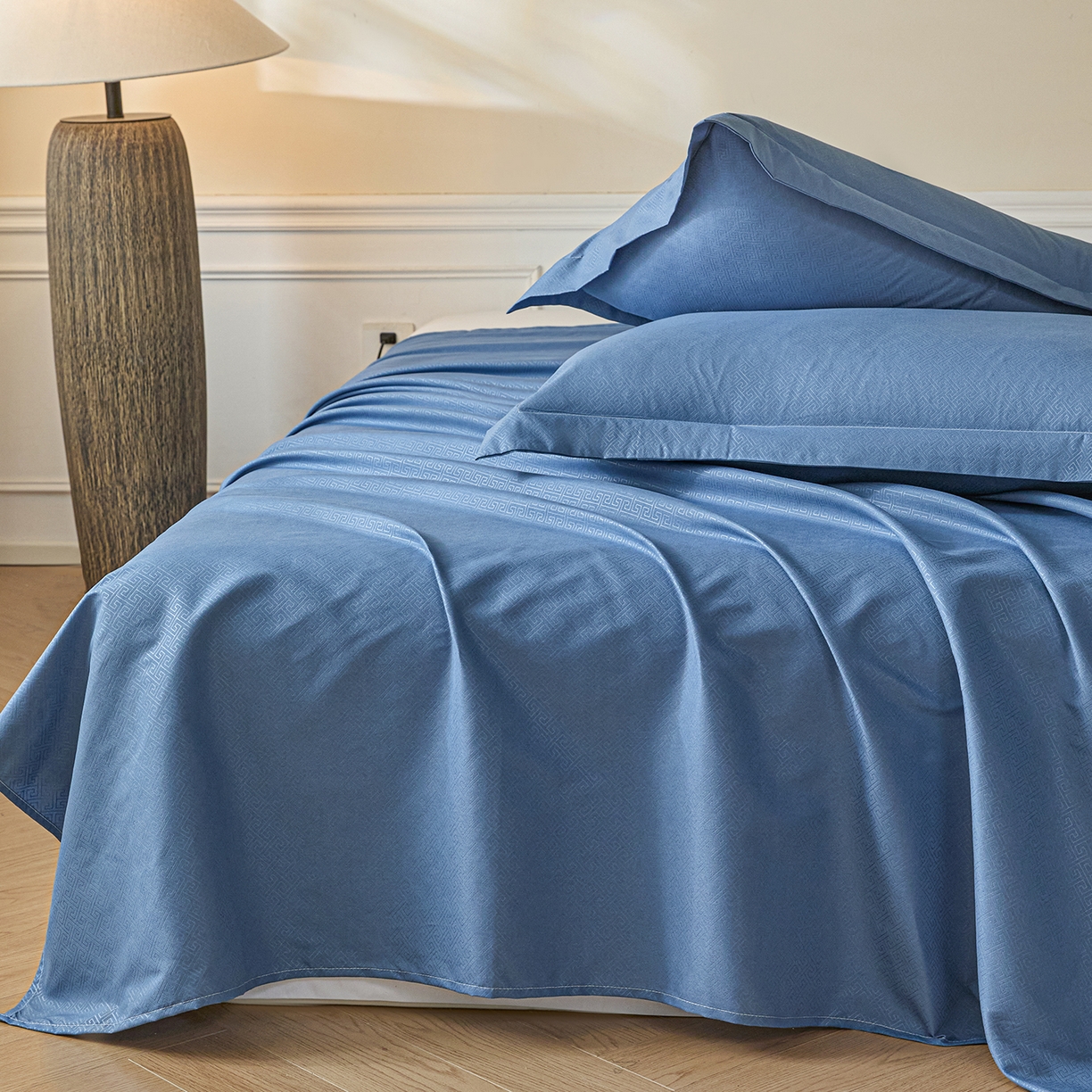 91家纺网 家纺一手货源 找家纺 露梦家纺 2026外贸内销跨境电商亚马逊速卖通磨毛单床单三件套欧美尺寸多多跨境平台TEMU 方格-蓝色