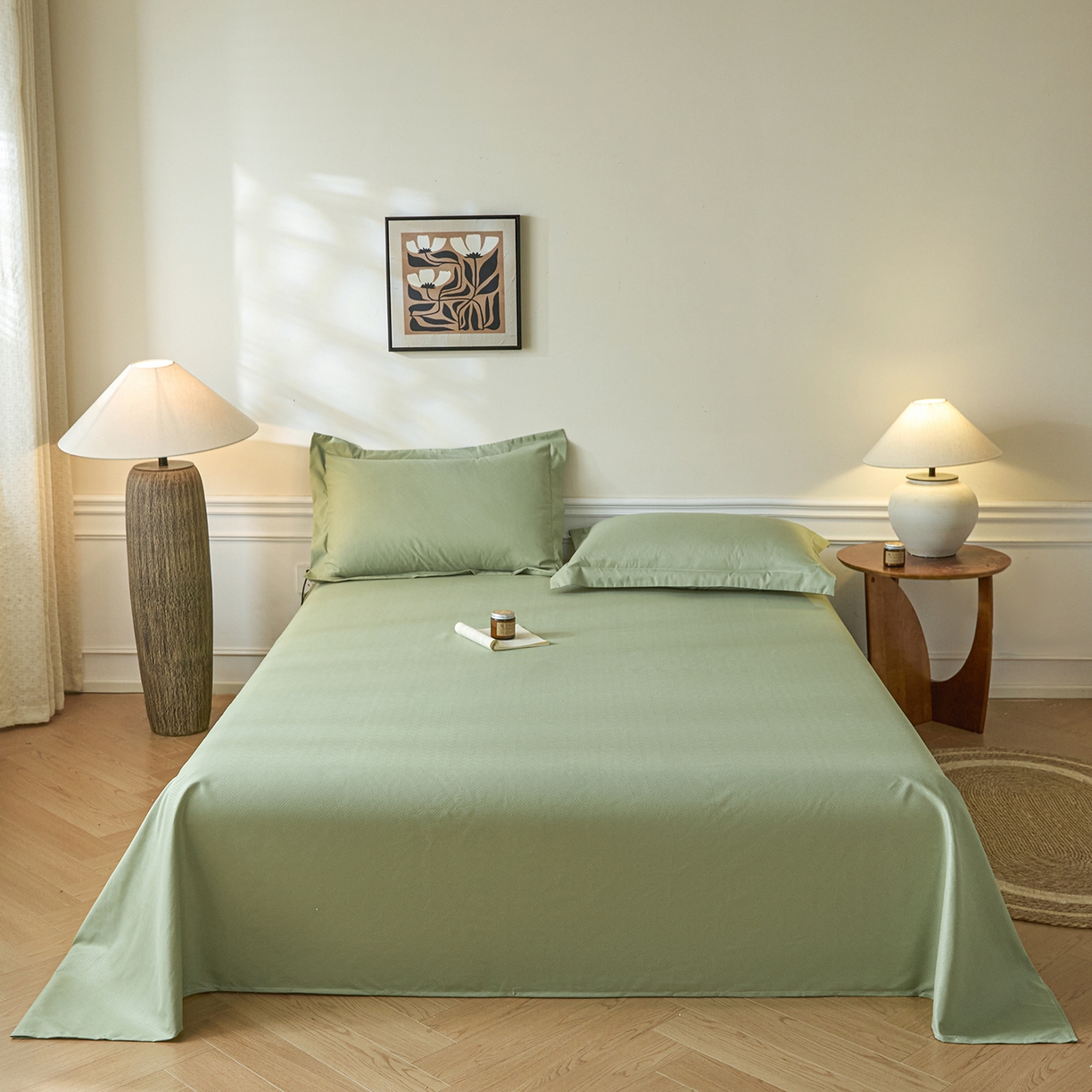 91家纺网 家纺一手货源 找家纺 露梦家纺 2026外贸内销跨境电商亚马逊速卖通磨毛单床单三件套欧美尺寸多多跨境平台TEMU 方格-抹茶