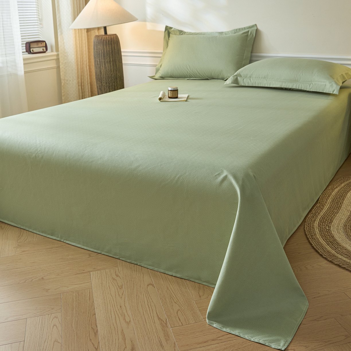 91家纺网 家纺一手货源 找家纺 露梦家纺 2026外贸内销跨境电商亚马逊速卖通磨毛单床单三件套欧美尺寸多多跨境平台TEMU 方格-抹茶