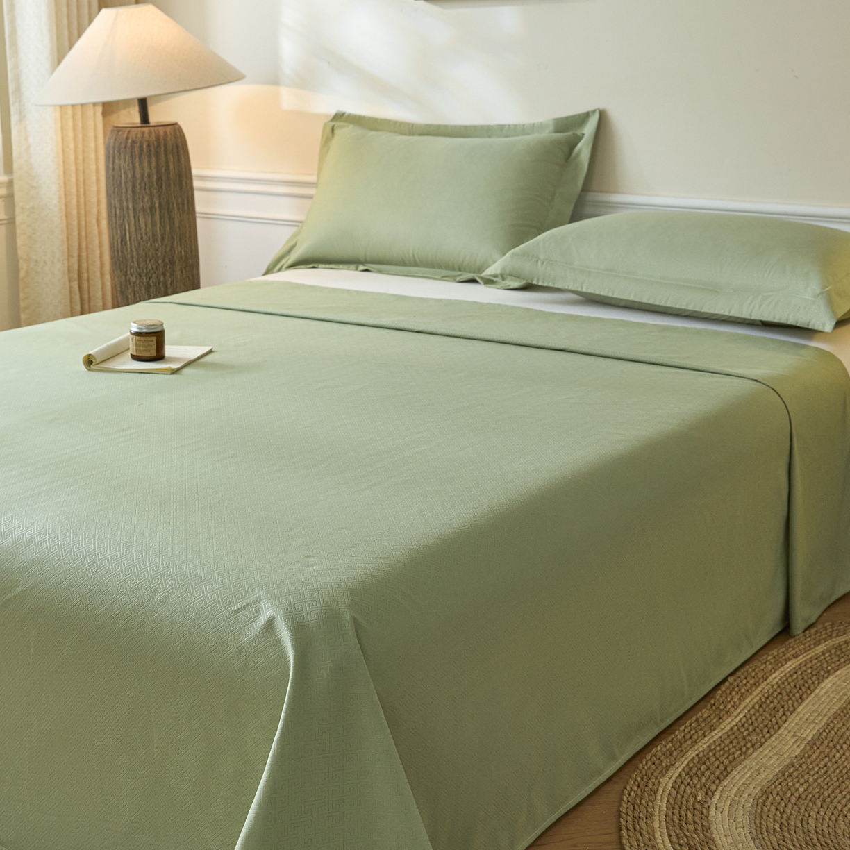 91家纺网 家纺一手货源 找家纺 露梦家纺 2026外贸内销跨境电商亚马逊速卖通磨毛单床单三件套欧美尺寸多多跨境平台TEMU 方格-抹茶