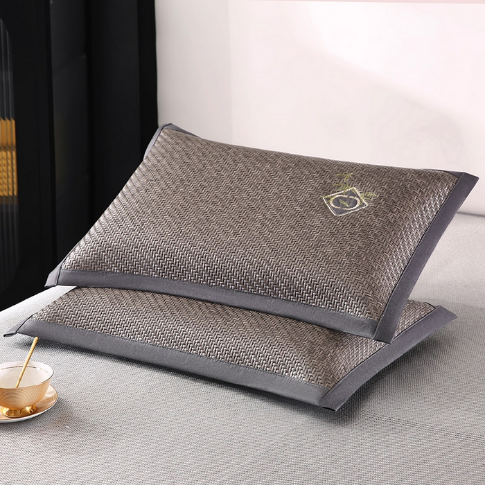 91家纺网 家纺一手货源 找家纺 小牛席业 2026新款霸王藤夏凉枕【轻奢竹韵】枕套+枕芯 轻奢竹韵灰色