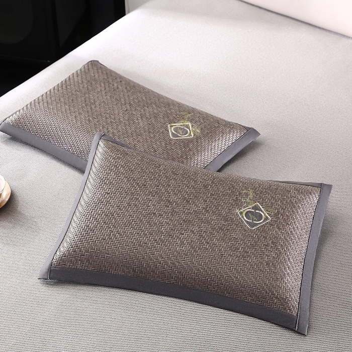 91家纺网 家纺一手货源 找家纺 小牛席业 2026新款霸王藤夏凉枕【轻奢竹韵】枕套+枕芯 轻奢竹韵灰色