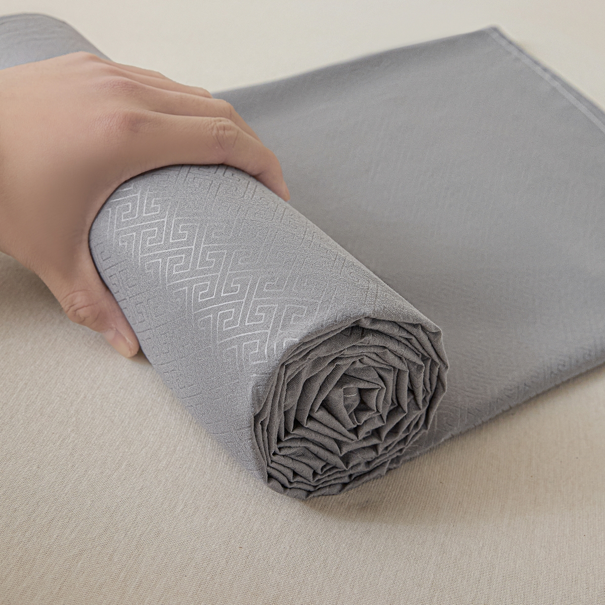 露梦家纺 2026外贸内销跨境电商亚马逊速卖通磨毛单床单三件套欧美尺寸多多跨境平台TEMU 方格-浅灰