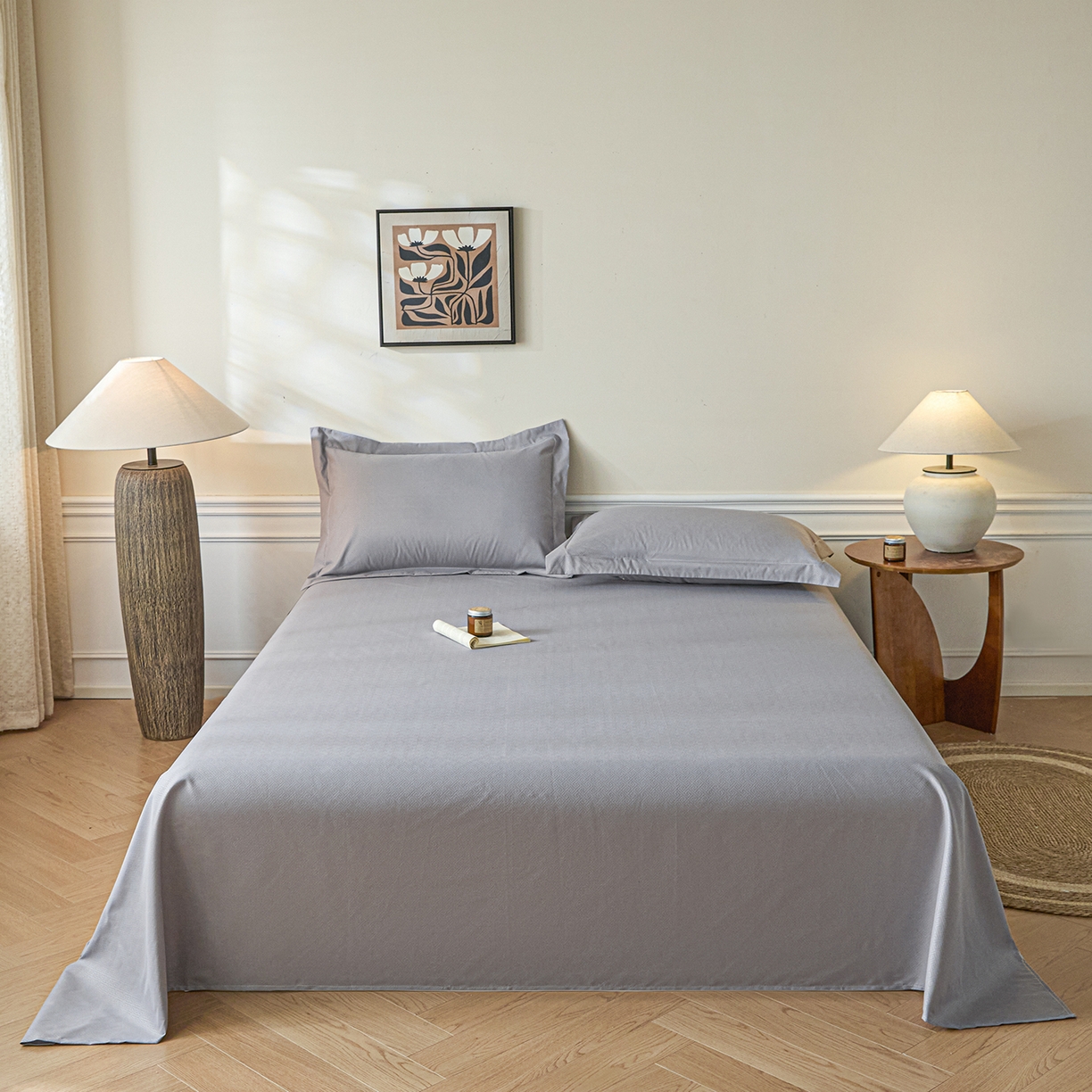 91家纺网 家纺一手货源 找家纺 露梦家纺 2026外贸内销跨境电商亚马逊速卖通磨毛单床单三件套欧美尺寸多多跨境平台TEMU 方格-浅灰