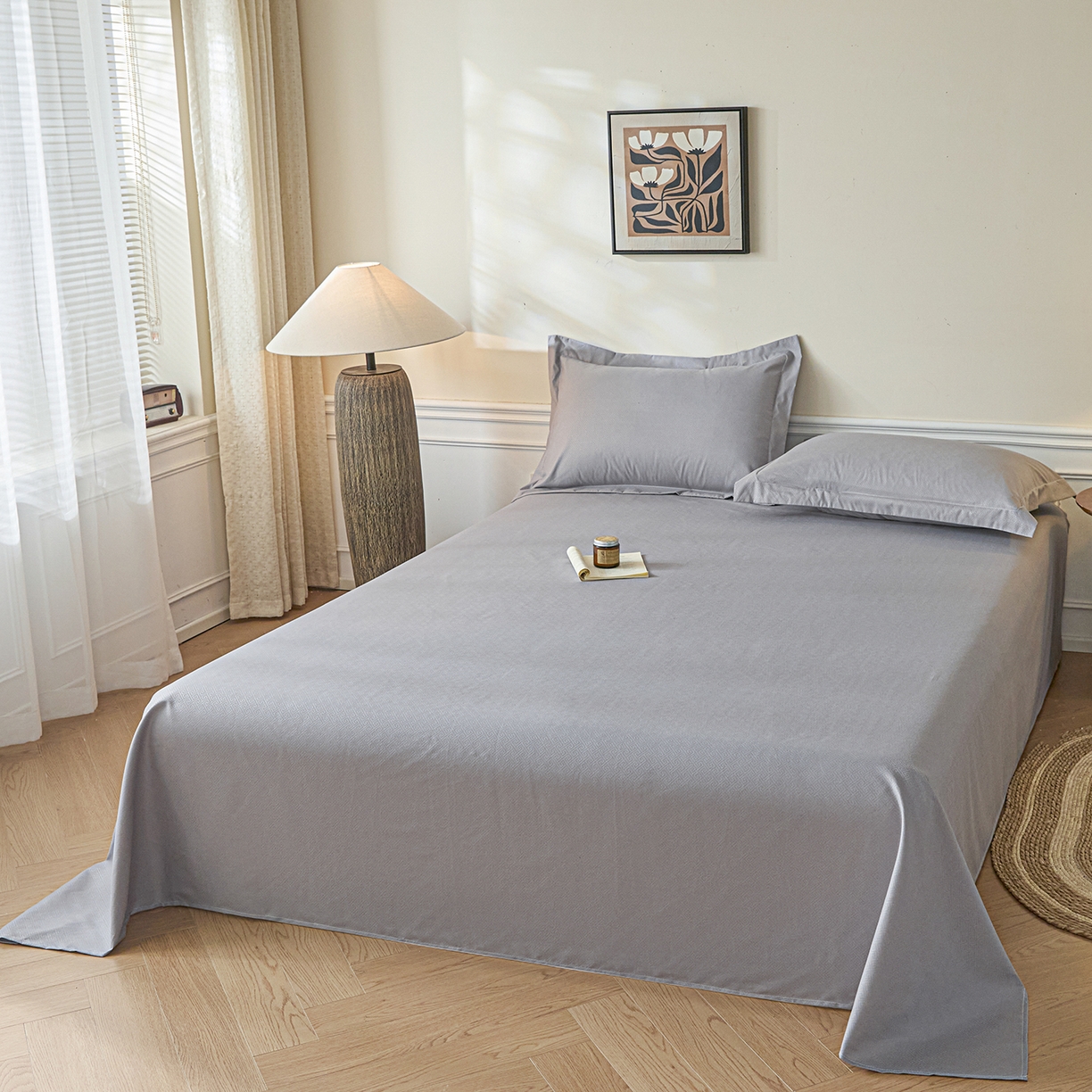 91家纺网 家纺一手货源 找家纺 露梦家纺 2026外贸内销跨境电商亚马逊速卖通磨毛单床单三件套欧美尺寸多多跨境平台TEMU 方格-浅灰