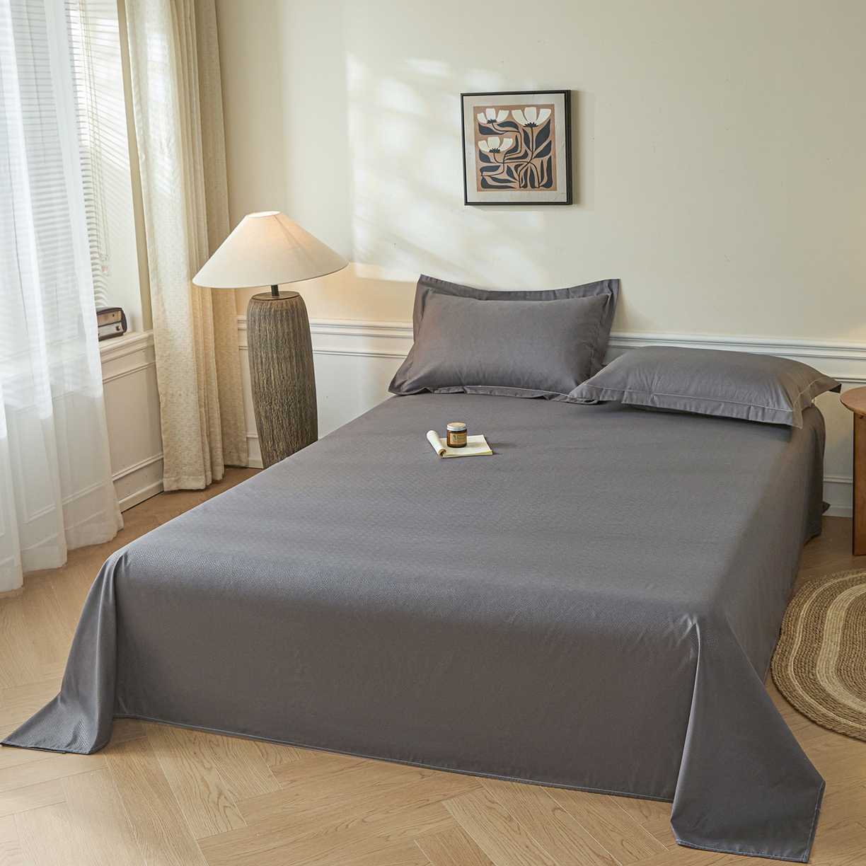 91家纺网 家纺一手货源 找家纺 露梦家纺 2026外贸内销跨境电商亚马逊速卖通磨毛单床单三件套欧美尺寸多多跨境平台TEMU 方格-深灰