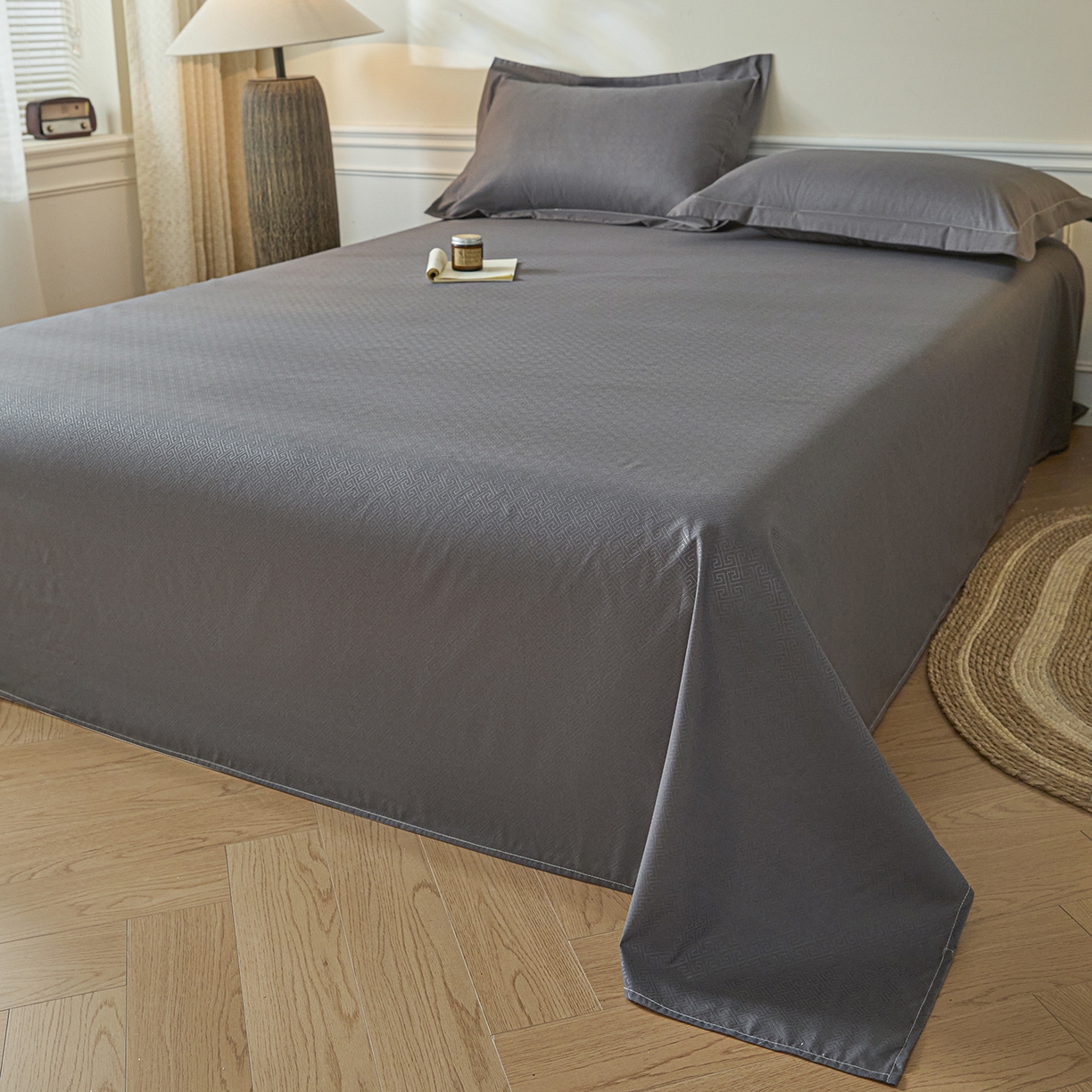 91家纺网 家纺一手货源 找家纺 露梦家纺 2026外贸内销跨境电商亚马逊速卖通磨毛单床单三件套欧美尺寸多多跨境平台TEMU 方格-深灰