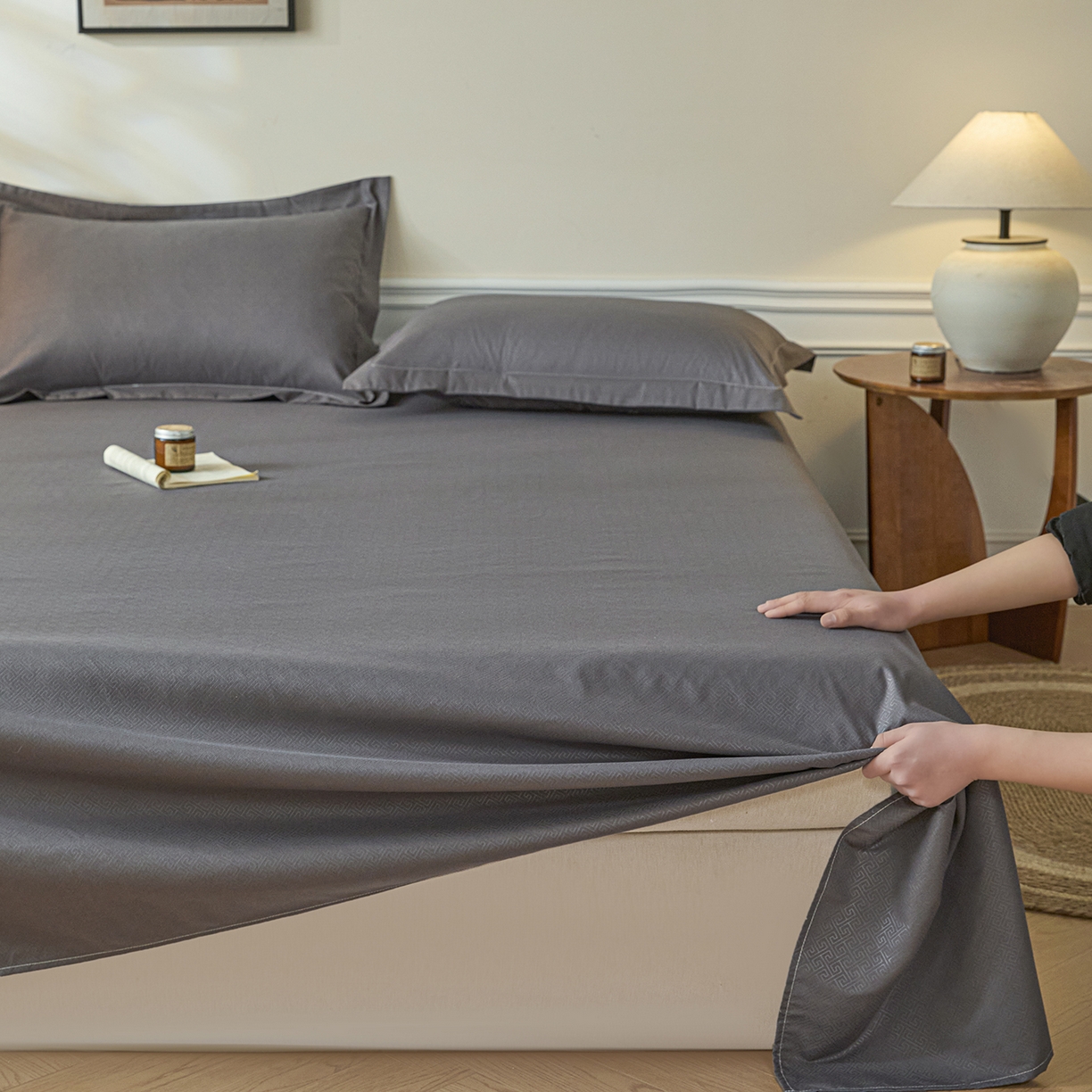 91家纺网 家纺一手货源 找家纺 露梦家纺 2026外贸内销跨境电商亚马逊速卖通磨毛单床单三件套欧美尺寸多多跨境平台TEMU 方格-深灰