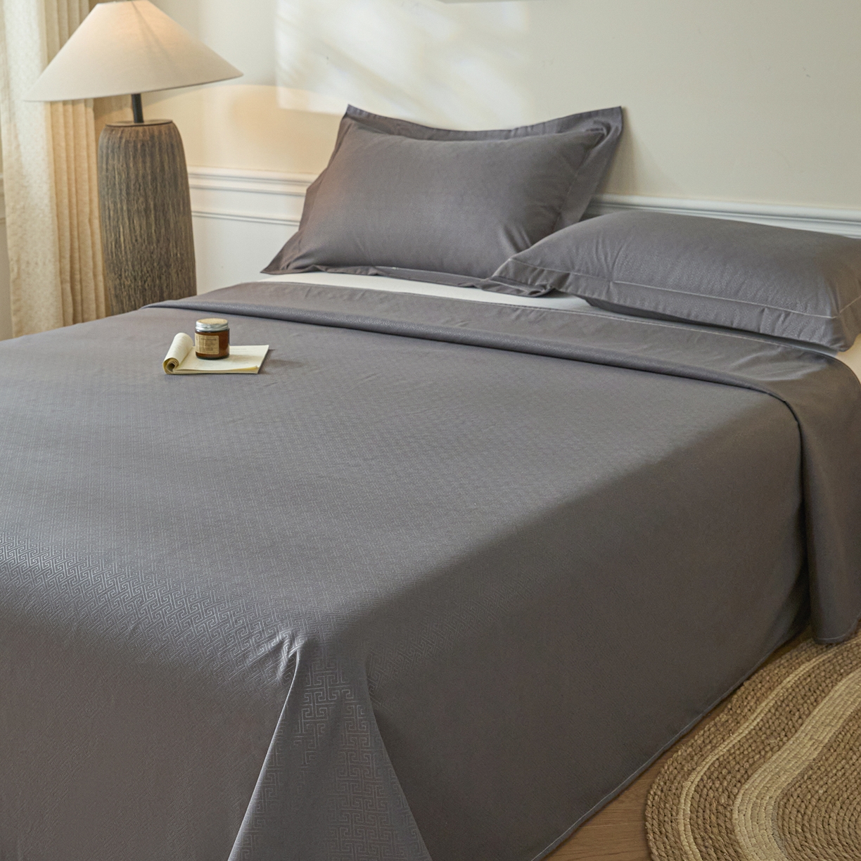 91家纺网 家纺一手货源 找家纺 露梦家纺 2026外贸内销跨境电商亚马逊速卖通磨毛单床单三件套欧美尺寸多多跨境平台TEMU 方格-深灰