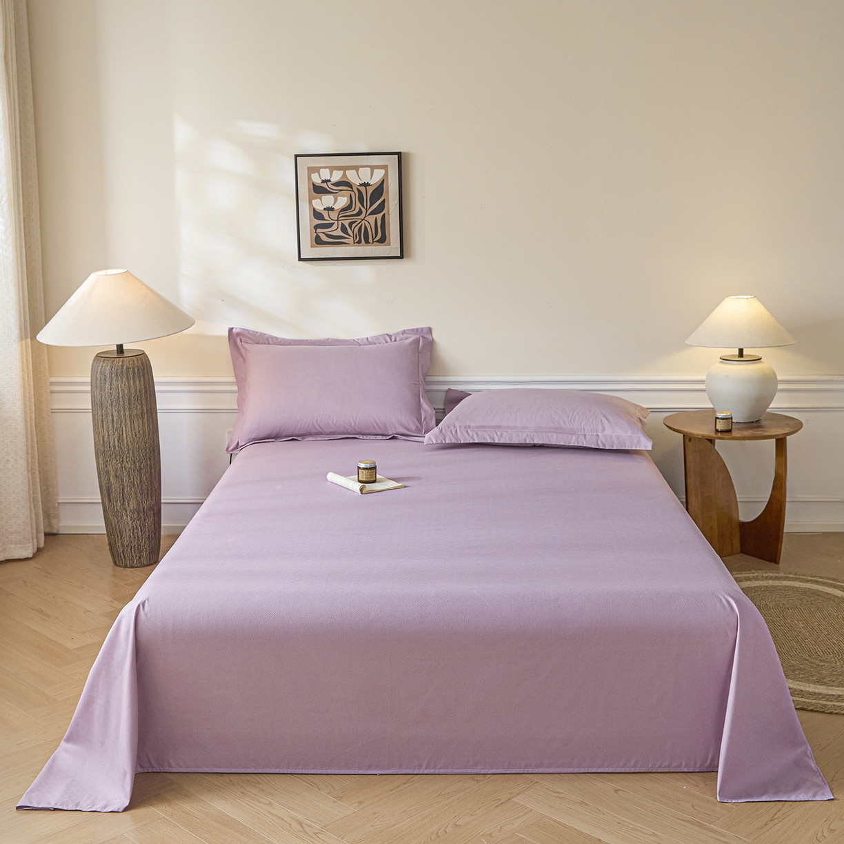 91家纺网 家纺一手货源 找家纺 露梦家纺 2026外贸内销跨境电商亚马逊速卖通磨毛单床单三件套欧美尺寸多多跨境平台TEMU 方格-紫色