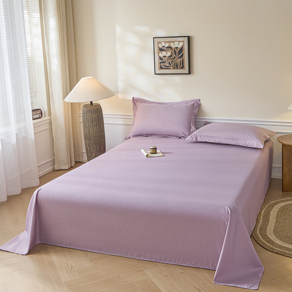 91家纺网 家纺一手货源 找家纺 露梦家纺 2026外贸内销跨境电商亚马逊速卖通磨毛单床单三件套欧美尺寸多多跨境平台TEMU 方格-紫色