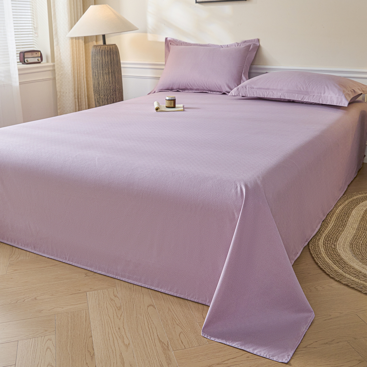 91家纺网 家纺一手货源 找家纺 露梦家纺 2026外贸内销跨境电商亚马逊速卖通磨毛单床单三件套欧美尺寸多多跨境平台TEMU 方格-紫色