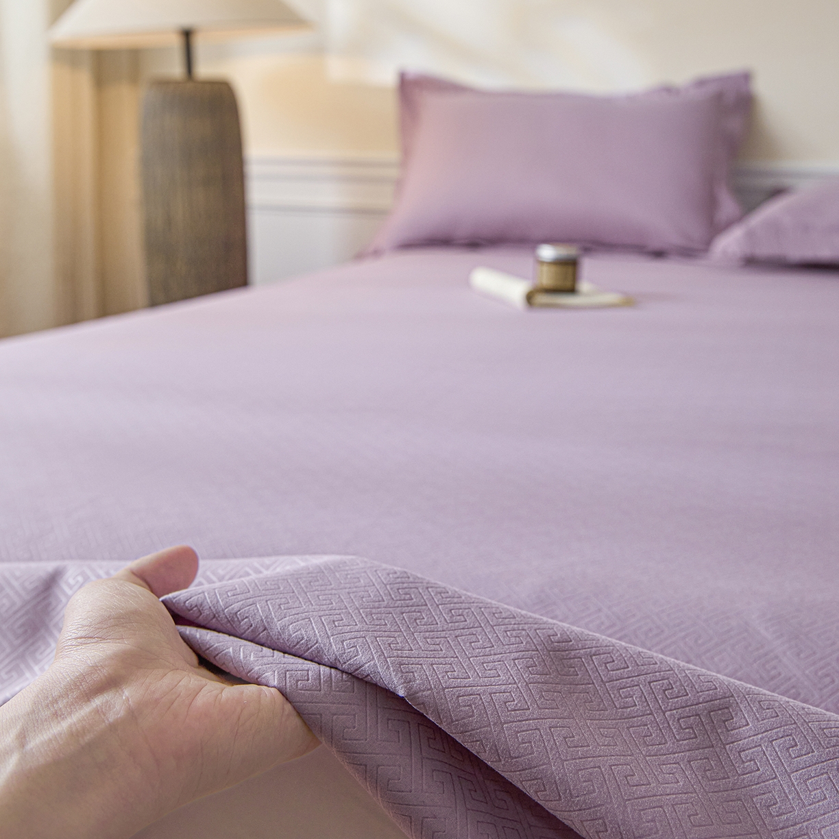 91家纺网 家纺一手货源 找家纺 露梦家纺 2026外贸内销跨境电商亚马逊速卖通磨毛单床单三件套欧美尺寸多多跨境平台TEMU 方格-紫色